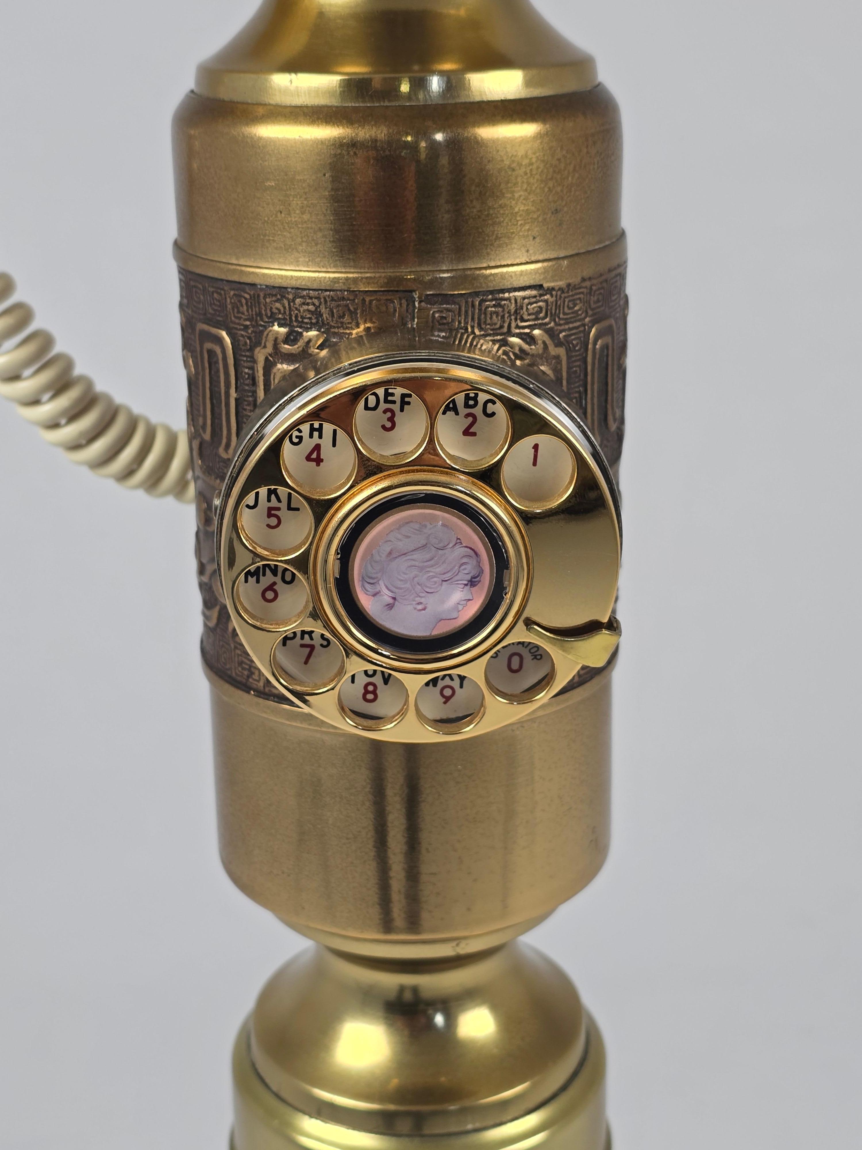 1970s James Mont Style Thick Brass Tall Standing Rotary Phone For Sale 6