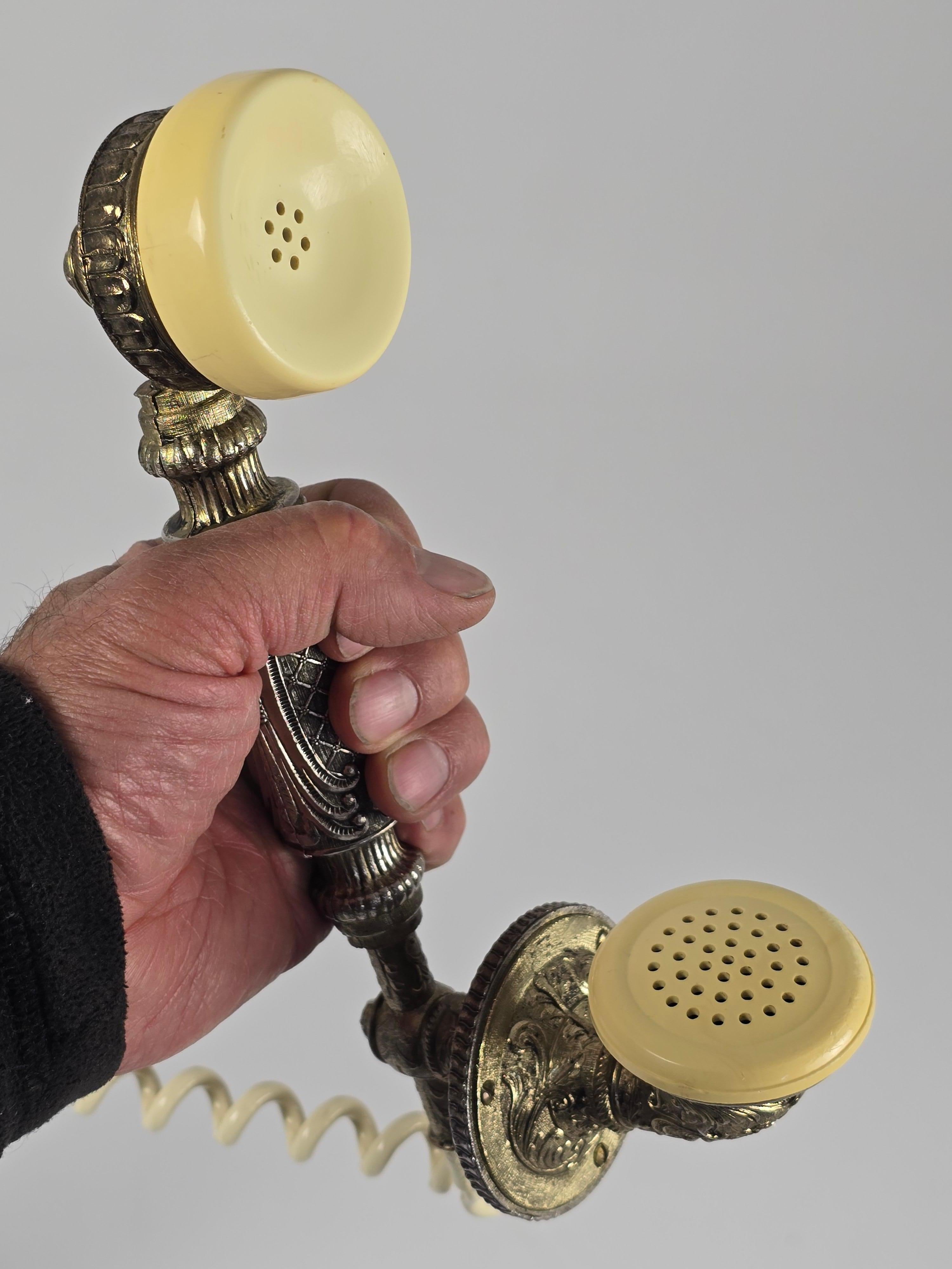 1970s James Mont Style Thick Brass Tall Standing Rotary Phone For Sale 2