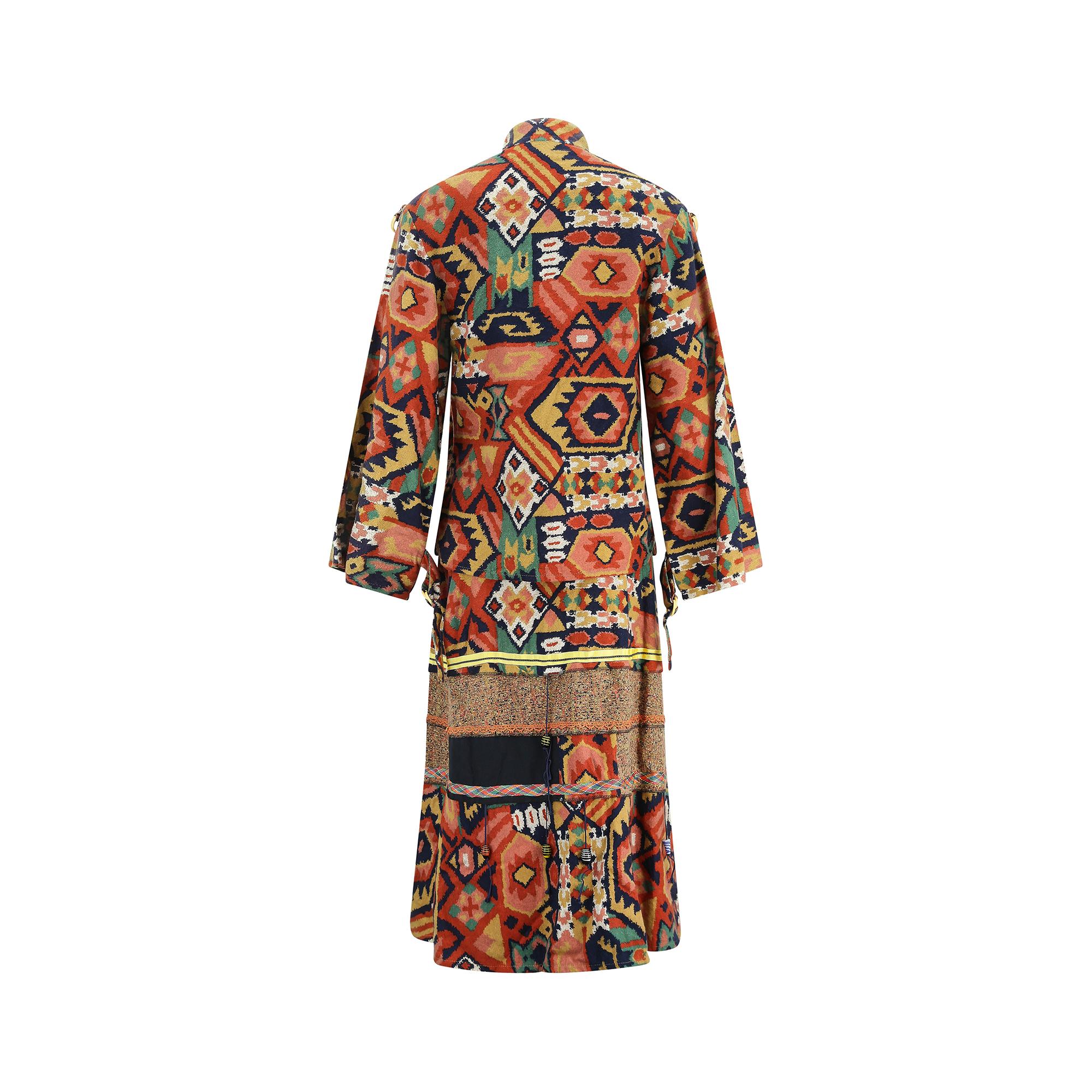 1970er Janet Moira Maxirock-Anzug aus Baumwolle Damen im Angebot