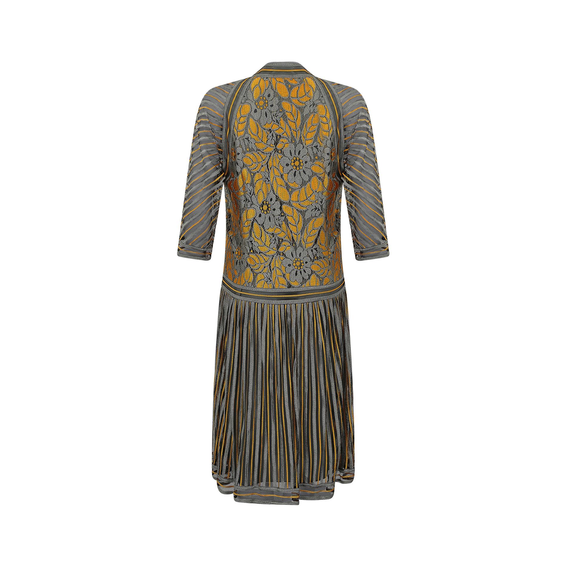 1970s Janice Wainwright Grey and Gold Flapper Style Dress In Excellent Condition For Sale In London, GB