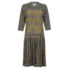 Vestito stile Flapper grigio e oro di Janice Wainwright degli anni '70