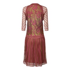 1970s Janice Wainwright Pink and Gold 1920s Style Flapper Dress