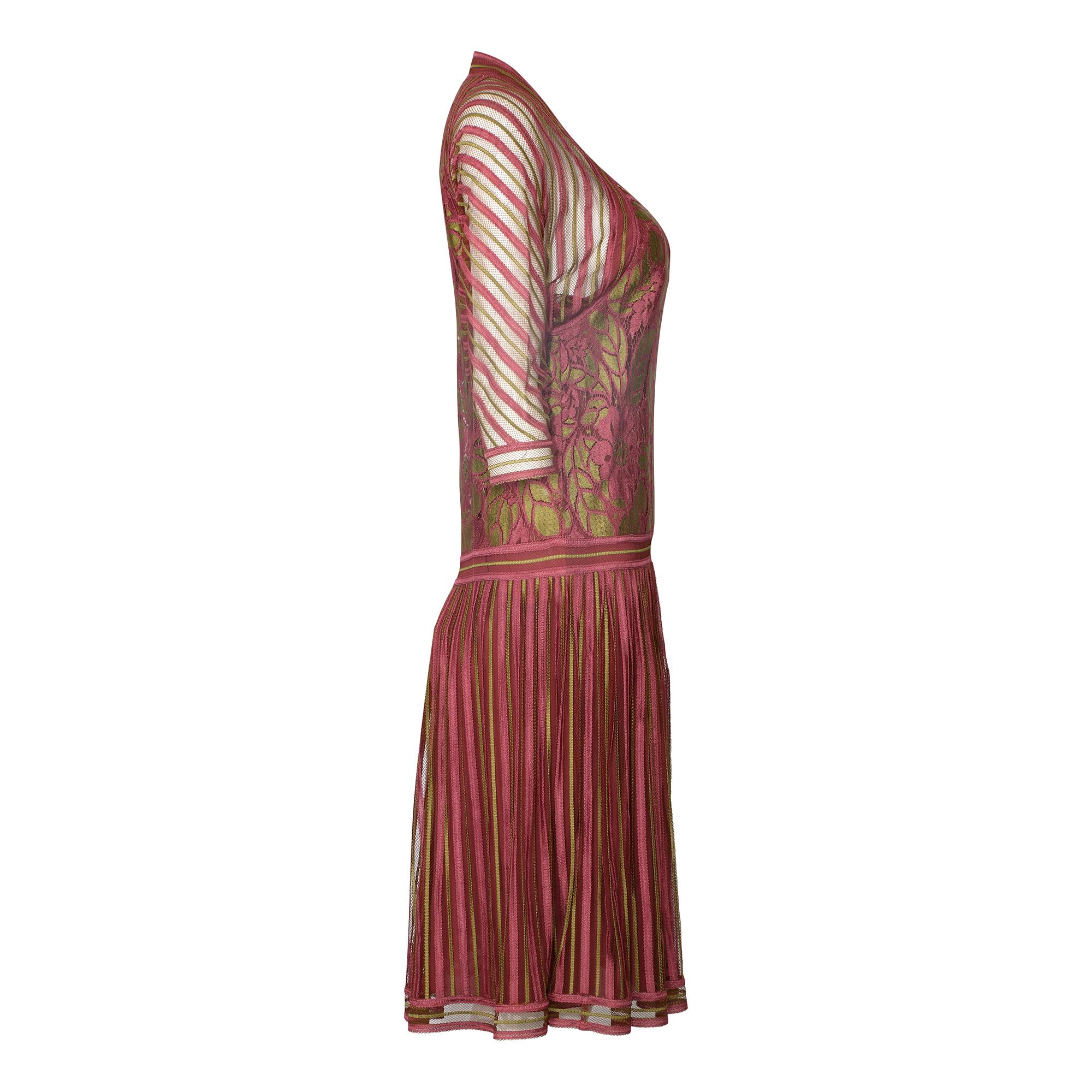 Marron  Janice Wainwright - Robe de soirée rose et or style années 1920, années 1970 en vente