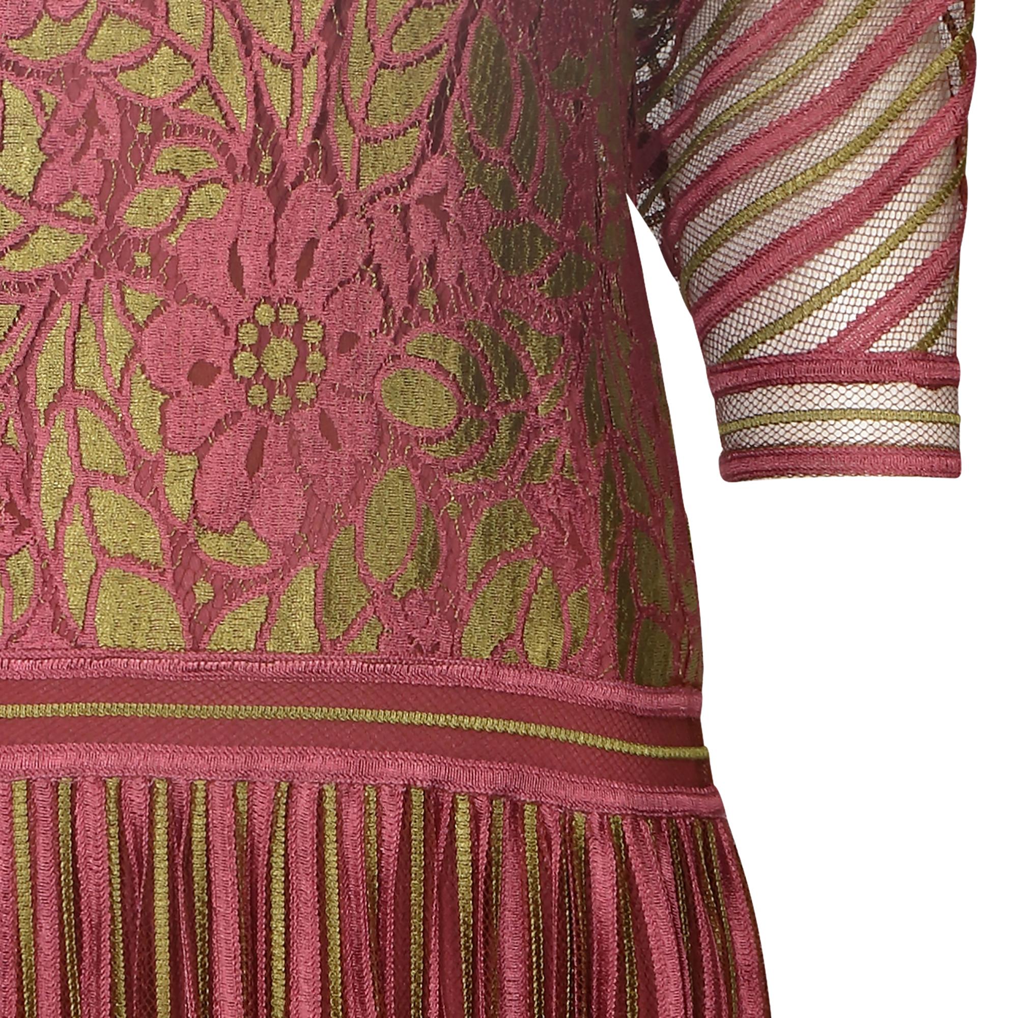 Brown 1970s Janice Wainwright Pink and Gold 1920s Style Flapper Dress For Sale