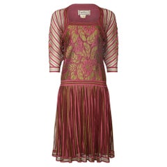 1970s Janice Wainwright Pink and Gold 1920s Style Flapper Dress