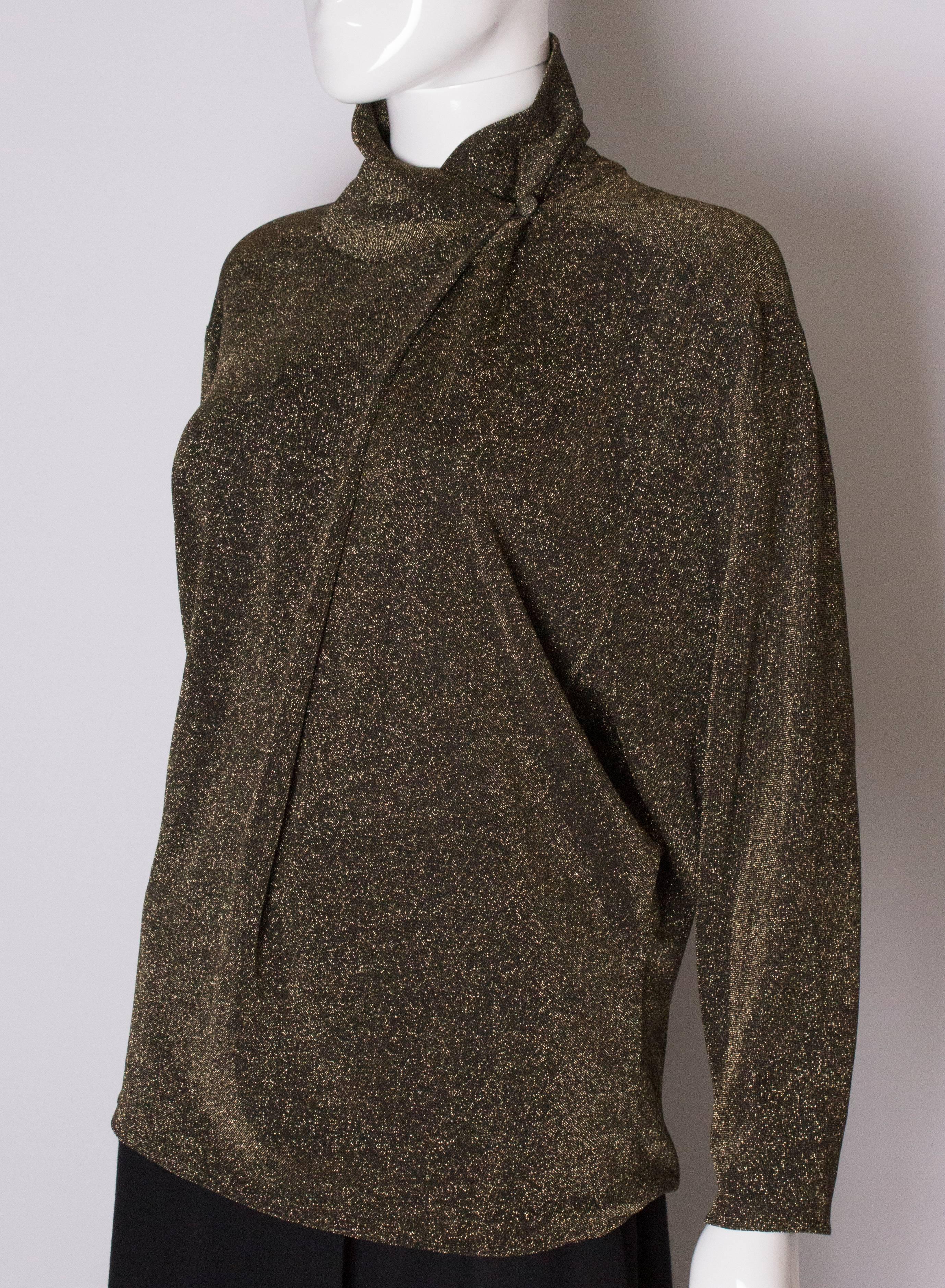 Nero Top in lurex vintage di Janice Wainwright del 1970 in vendita