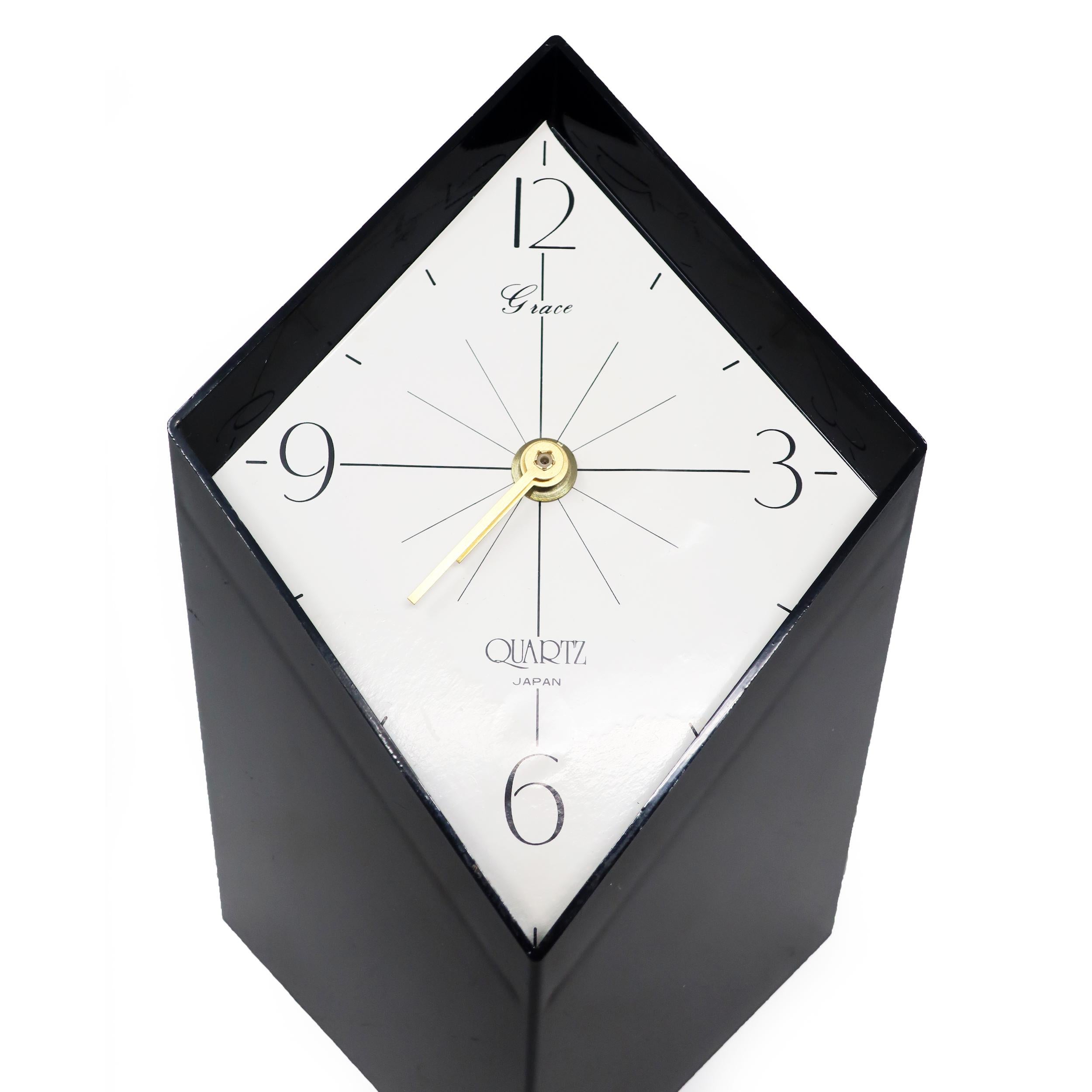 20th Century 1970s, Japanese Black Lucite Clock by Grace For Sale