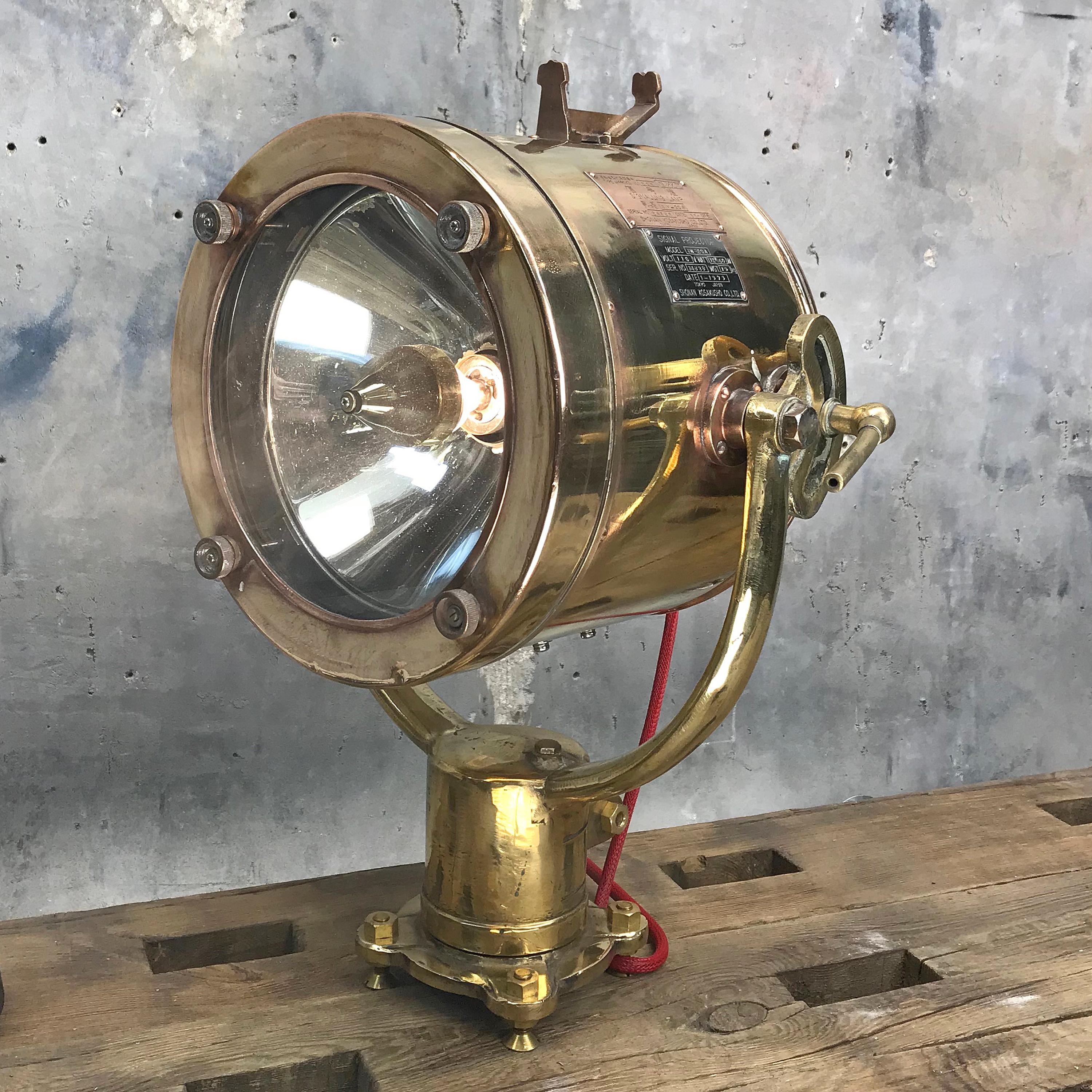 1970s Japanese Brass Signalling Projector Lamp, Shonan Kosakusho Tokyo 14