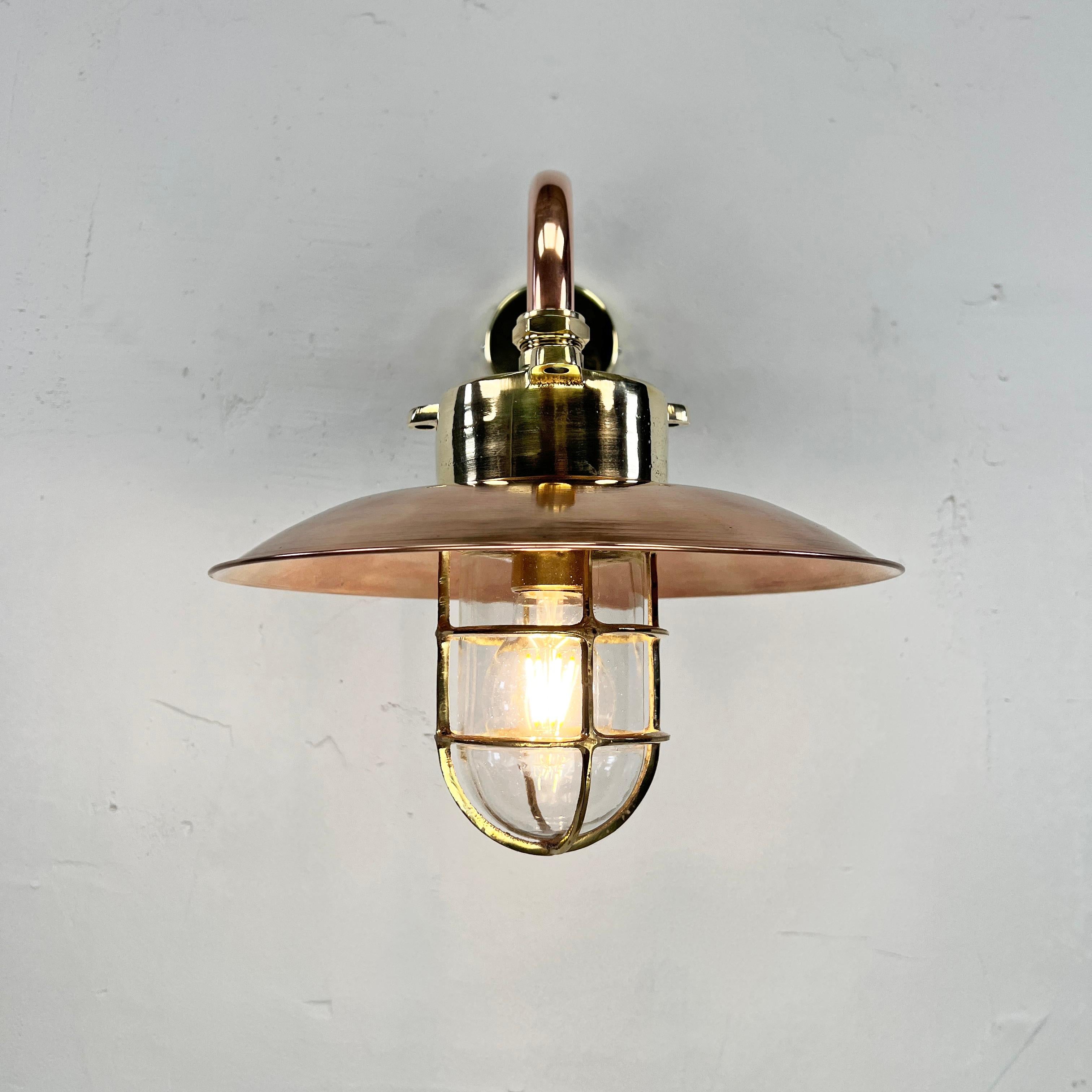 1970s Japanese Cast Brass and Copper Explosion Proof Caged Cantilever Wall Light For Sale 10