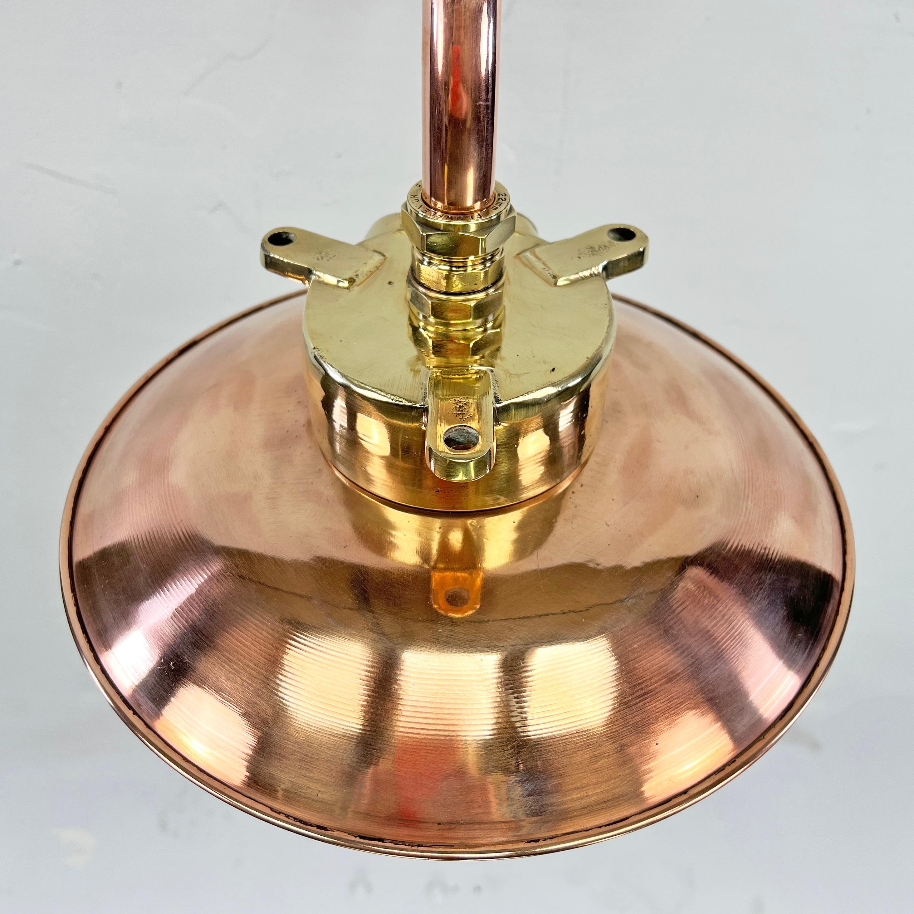 1970s Japanese Cast Brass and Copper Explosion Proof Caged Cantilever Wall Light In Excellent Condition For Sale In Leicester, Leicestershire
