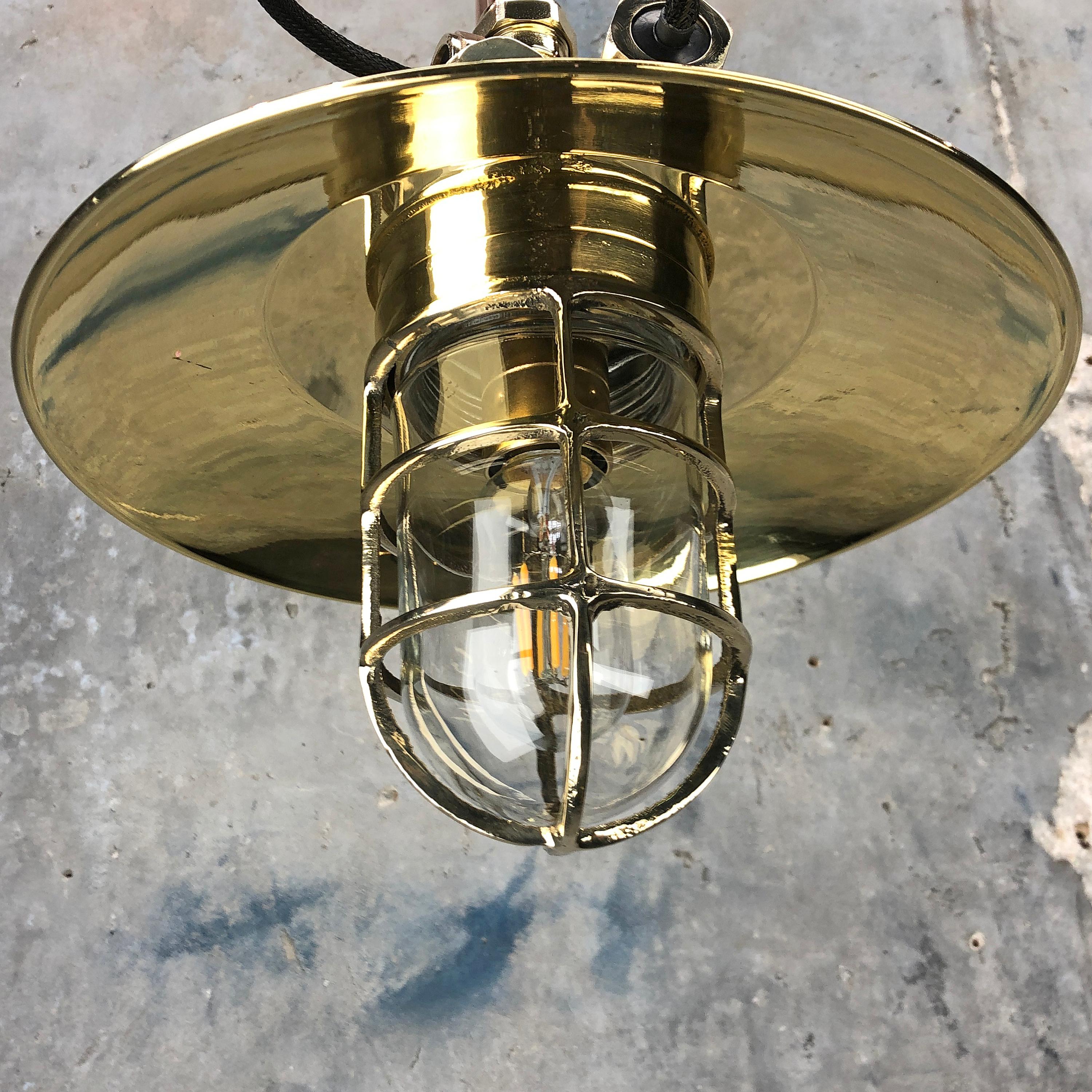 1970s Japanese Cast Brass and Copper Explosion Proof Caged Cantilever Wall Light 12