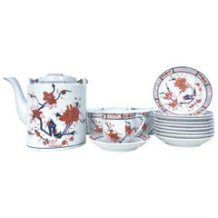 Vintage 1970'S Japanese Hand-Painted Porcelain Dinnerware "Imari" Set/22