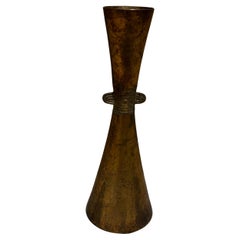 1970s Japanese Sculptural Tapered Bud Vase Gilt