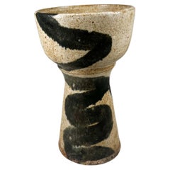 1970s Japanese Stoneware Art Pottery Chalice Vase
