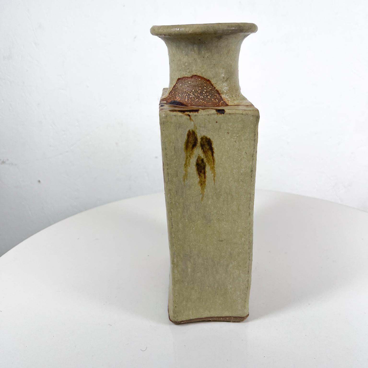 20th Century 1970s Japanese Studio Flower Art Vase Rectangular Ceramic Pottery