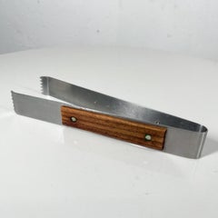 1970s Japanese Barware Ice Tongs Stainless Steel & Wood