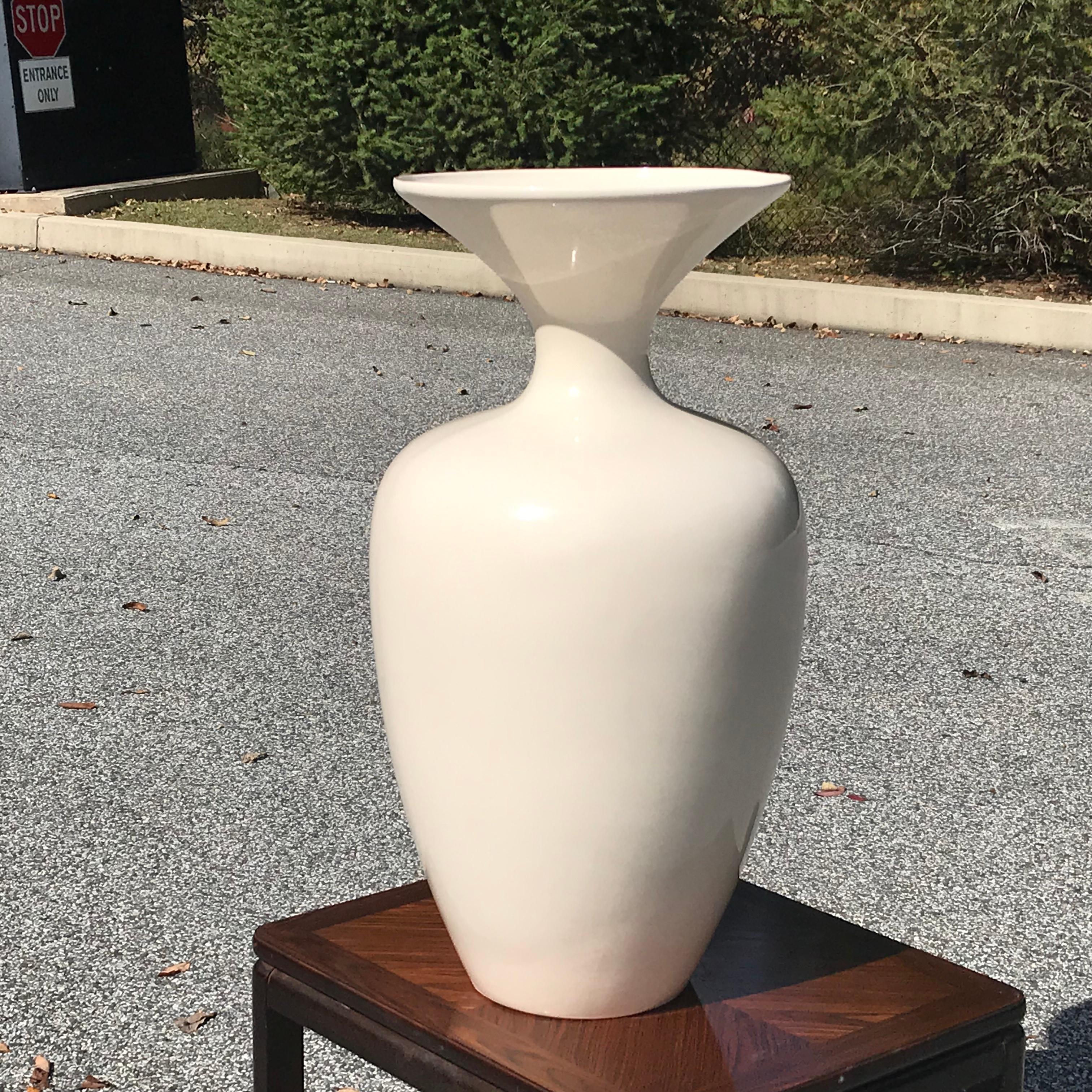 American 1970's Jaru Monumental White Ceramic Vase For Sale