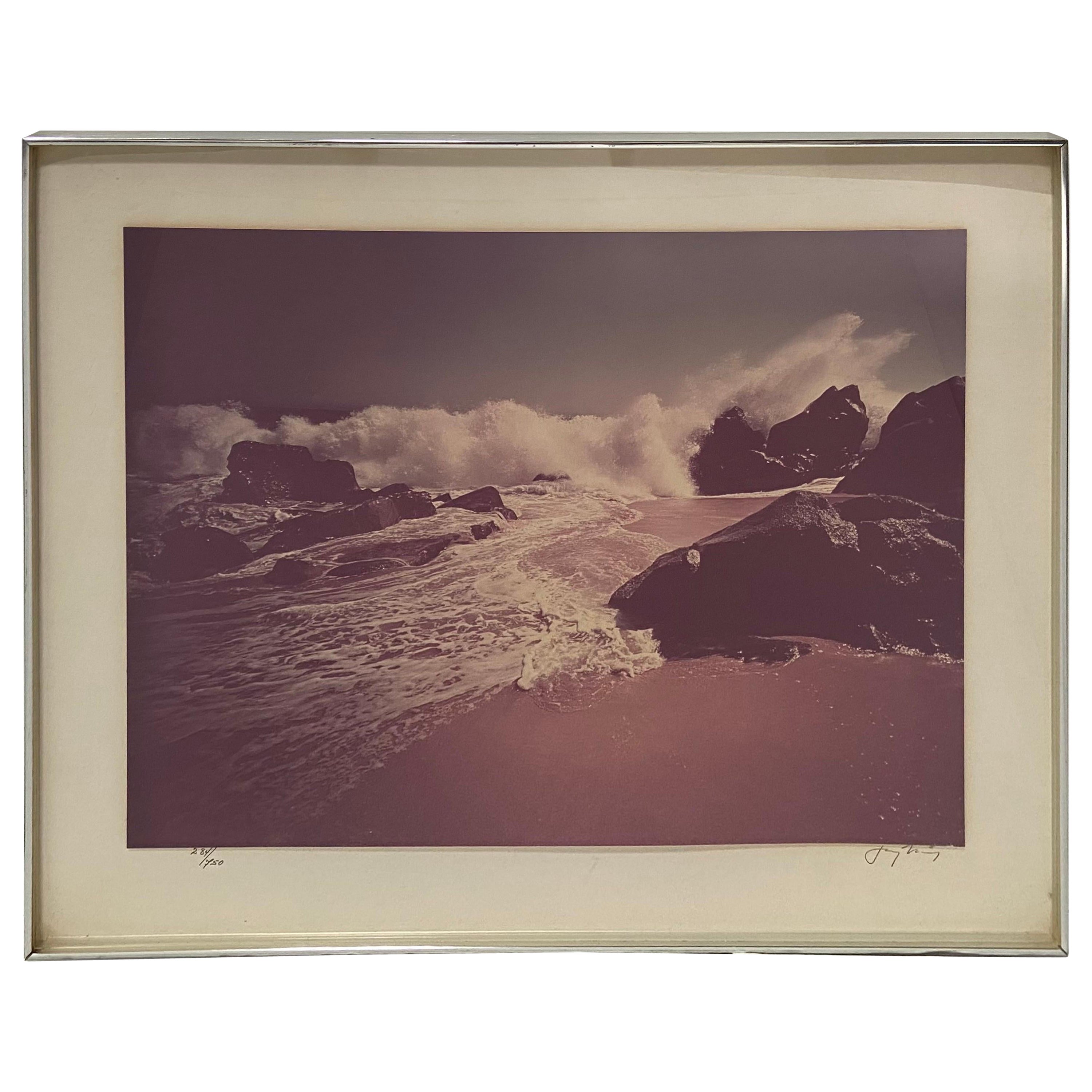 1970s Jay Maisel Beach Scene Color Photograph Signed Numbered and Framed