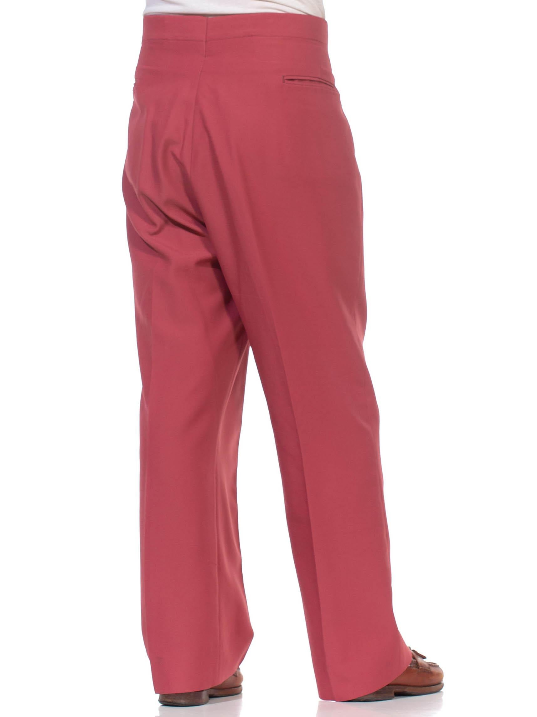Pink 1970S JAYMAR SANS A BELT Dark Salmon Polyester Men's Pants For Sale