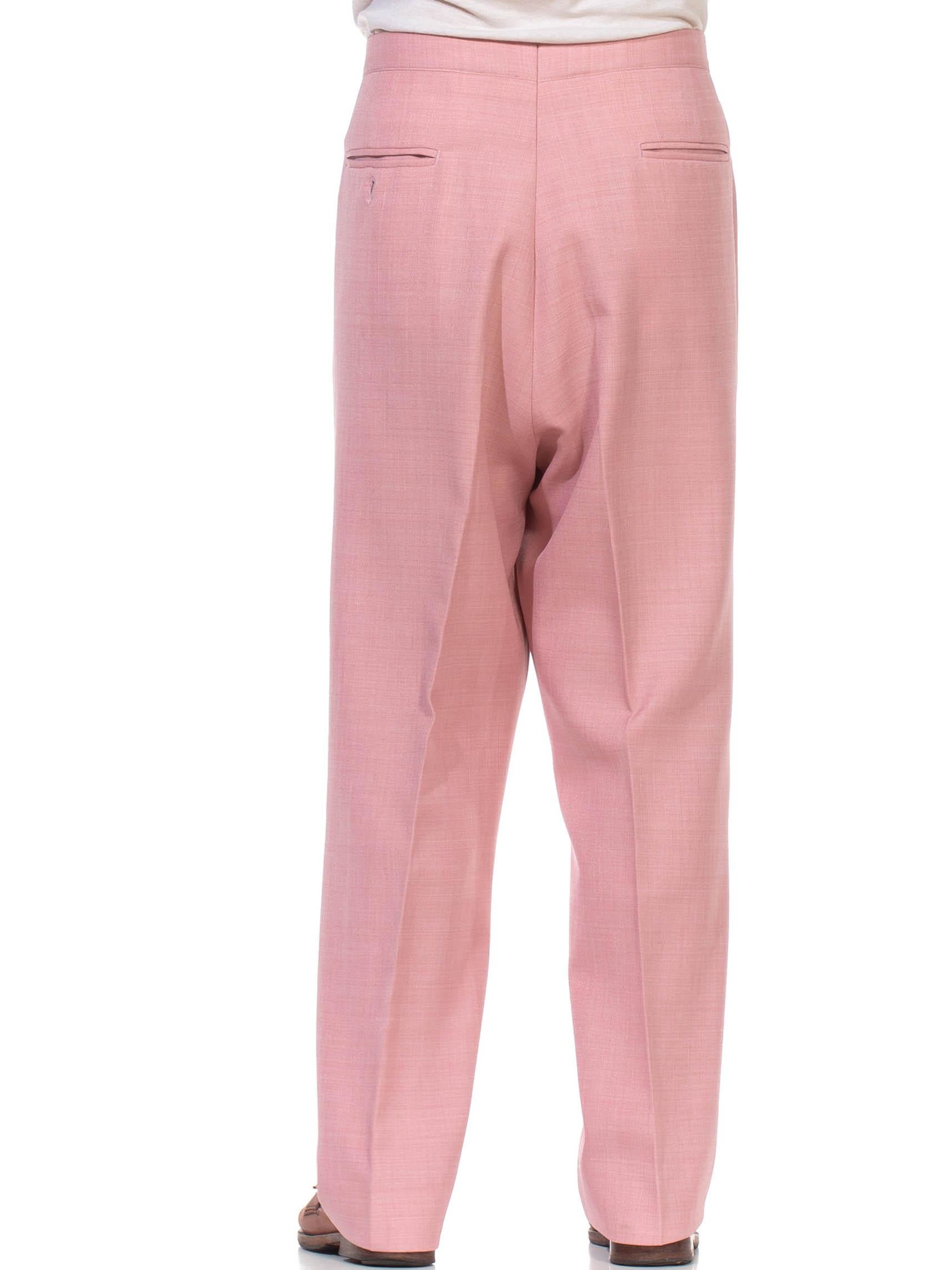 1970S JAYMAR SANS A BELT Light Pink Polyester Men's Pants For Sale 3
