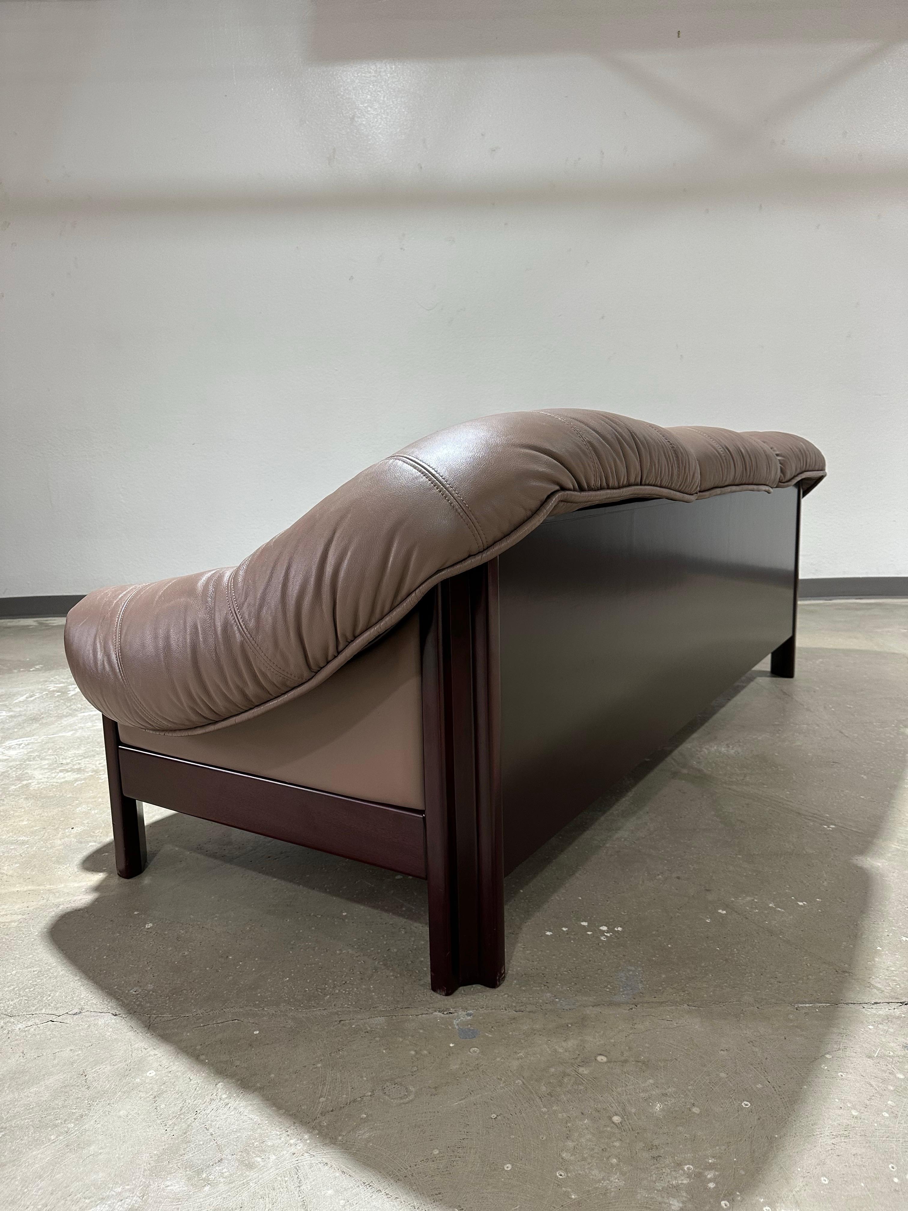 20th Century 1970’s Jean Gillon for Probel Brazilian Modernist Rosewood and Leather Sofa