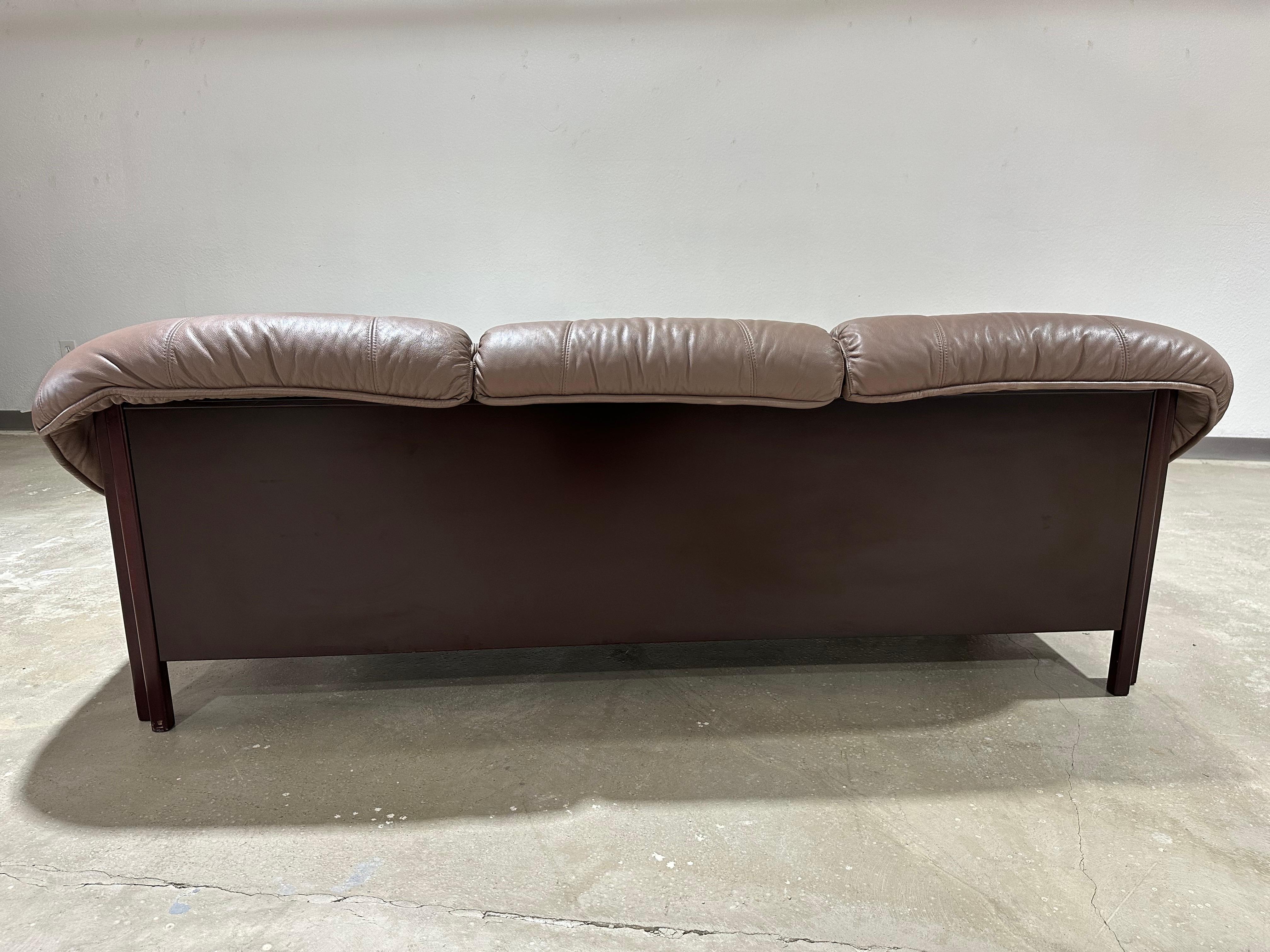 Metal 1970’s Jean Gillon for Probel Brazilian Modernist Rosewood and Leather Sofa