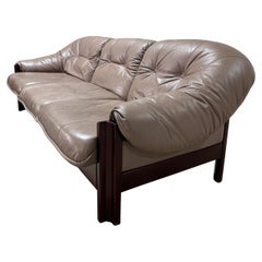 1970’s Jean Gillon for Probel Brazilian Modernist Rosewood and Leather Sofa
