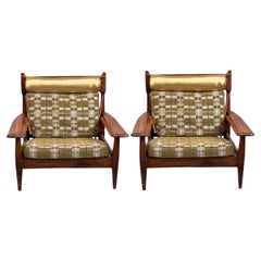 1970s Jean Gillon Rosewood armchairs, recovered in Pierre Frey Malindi