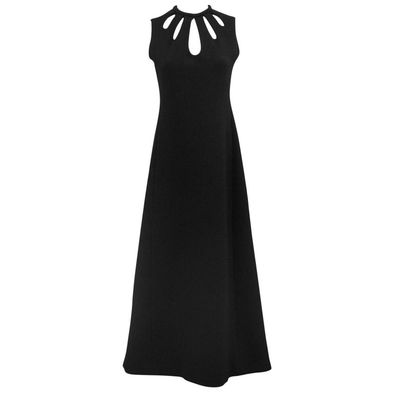 1970s Jean Louis Scherrer Black Cut Out Gown For Sale at 1stDibs
