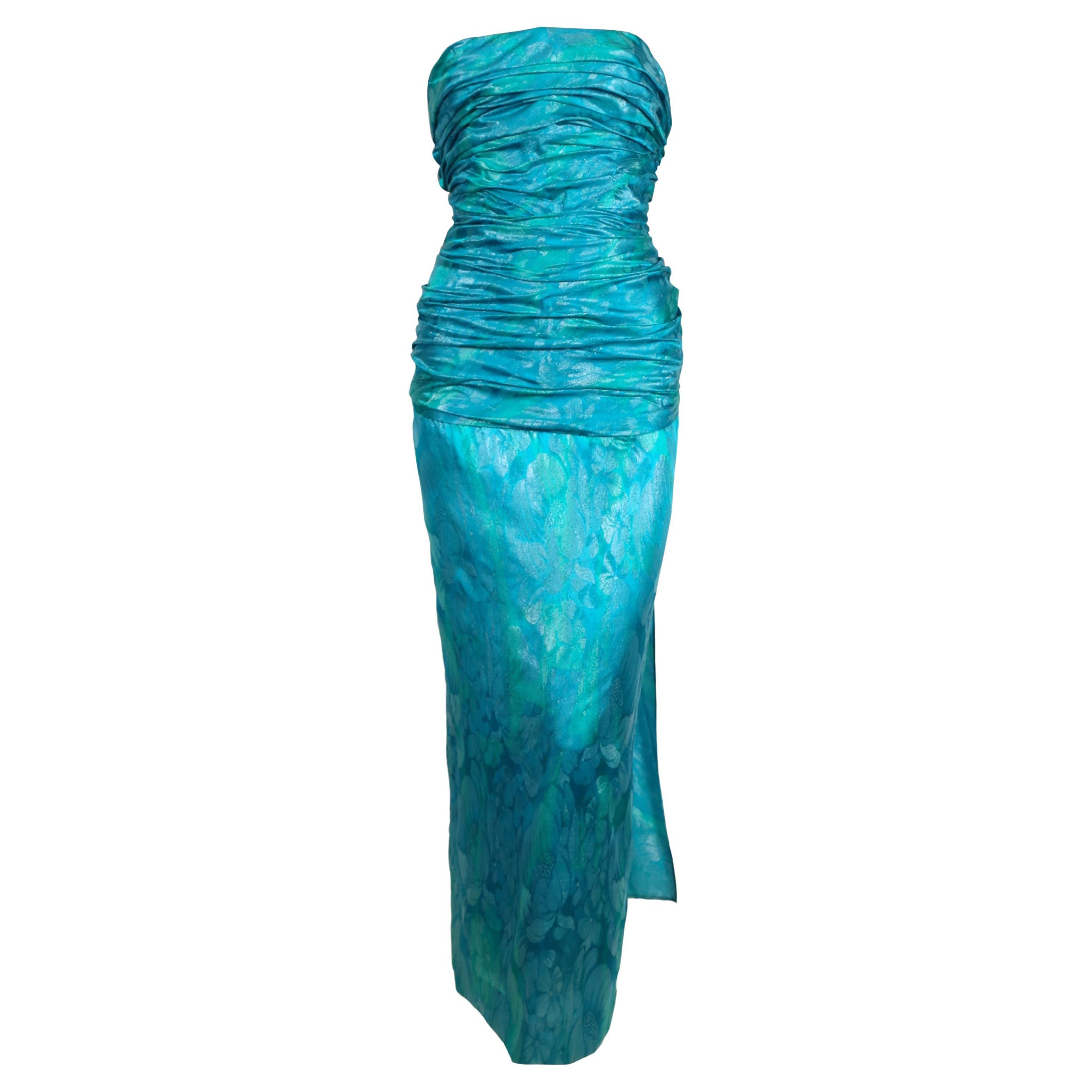 1970's JEAN-LOUIS SCHERRER demi-couture ruched silk dress For Sale