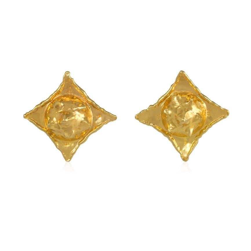 1970s Jean Mahie Hand Made Gold Day-to-Night Earrings with Removable Pendants In Good Condition In New York, NY