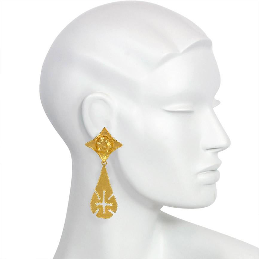 1970s Jean Mahie Hand Made Gold Day-to-Night Earrings with Removable Pendants 1