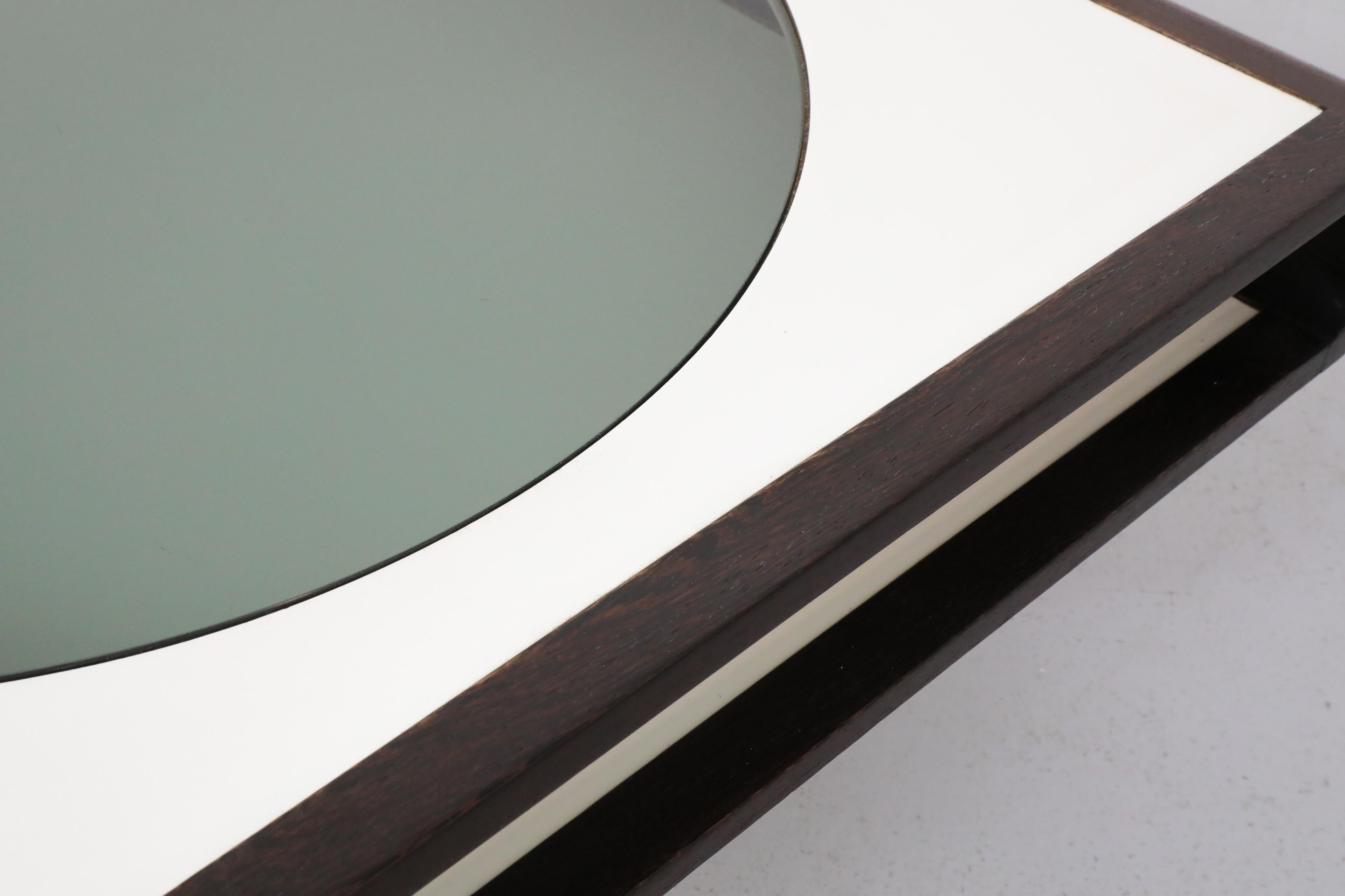 1970's, Jean Maneval Style Space Age Wenge and White Formica Square Coffee Table 3