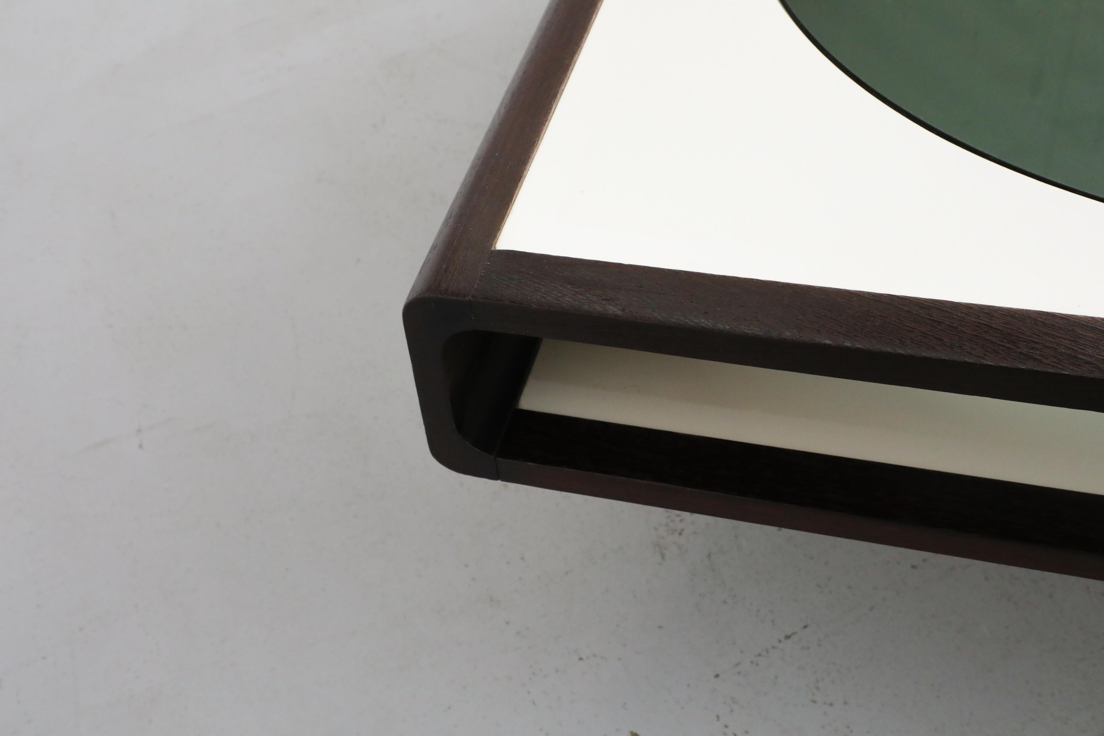 1970's, Jean Maneval Style Space Age Wenge and White Formica Square Coffee Table 7