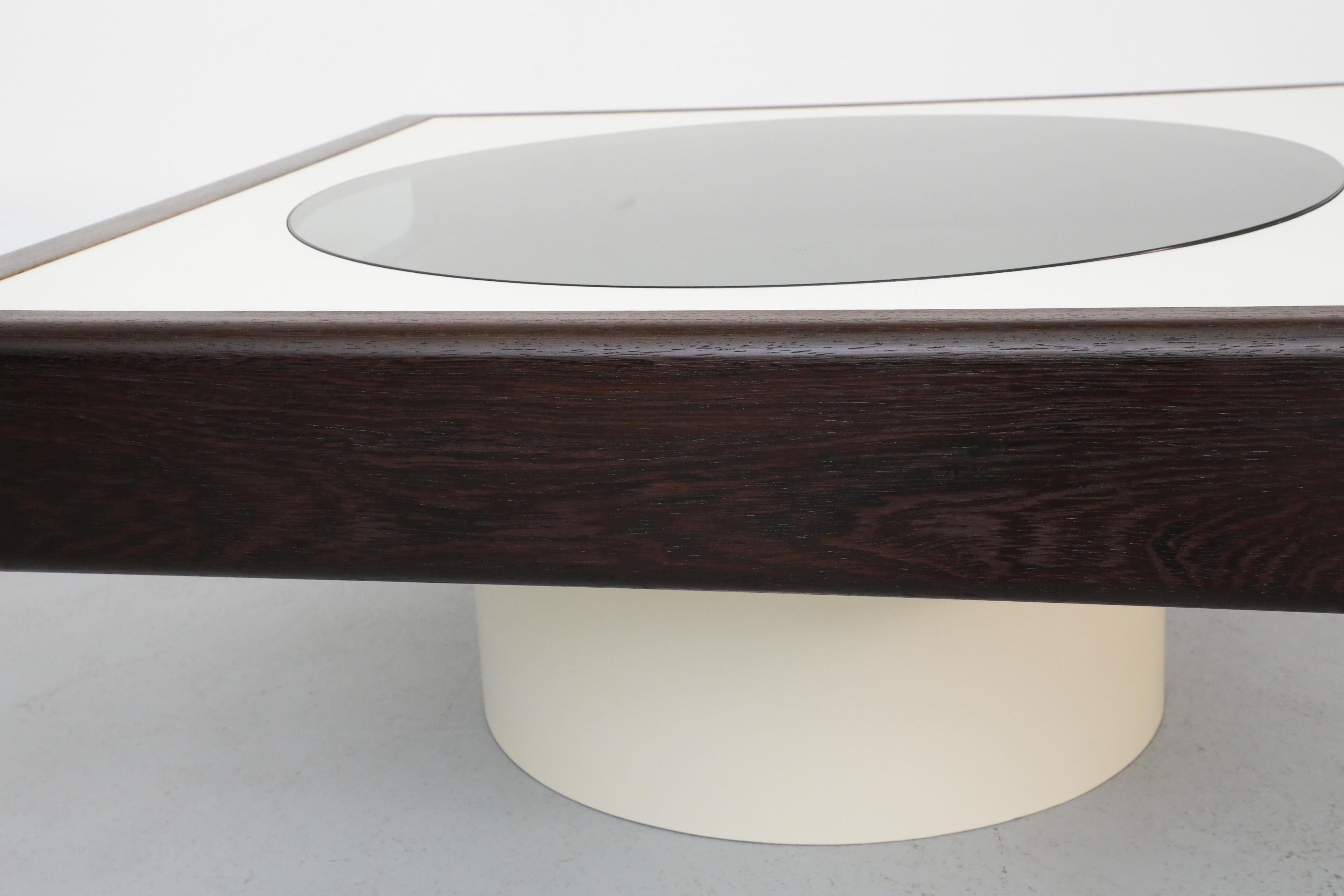 1970's, Jean Maneval Style Space Age Wenge and White Formica Square Coffee Table 8