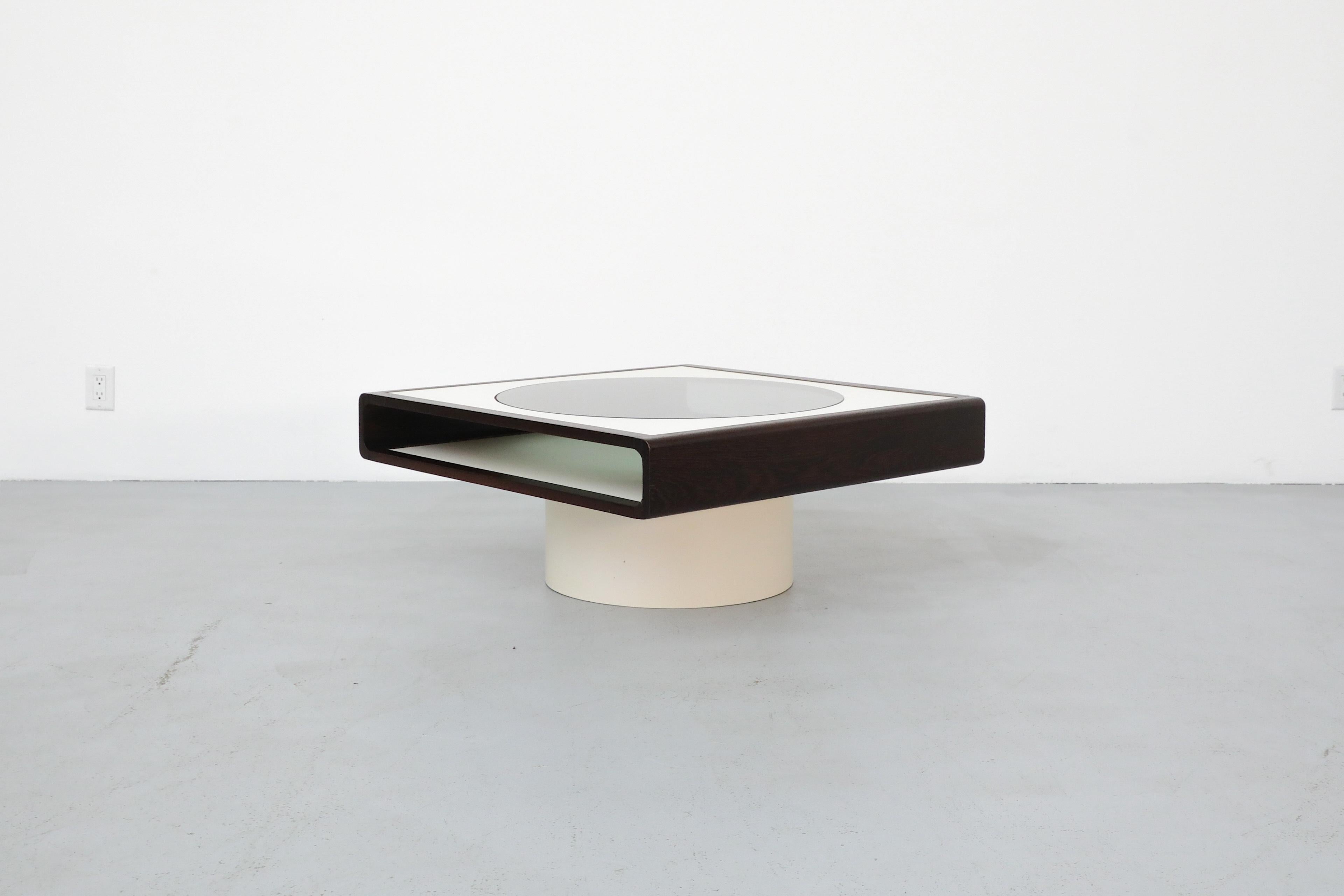 1970's, Jean Maneval Style Space Age Wenge and White Formica Square Coffee Table 9
