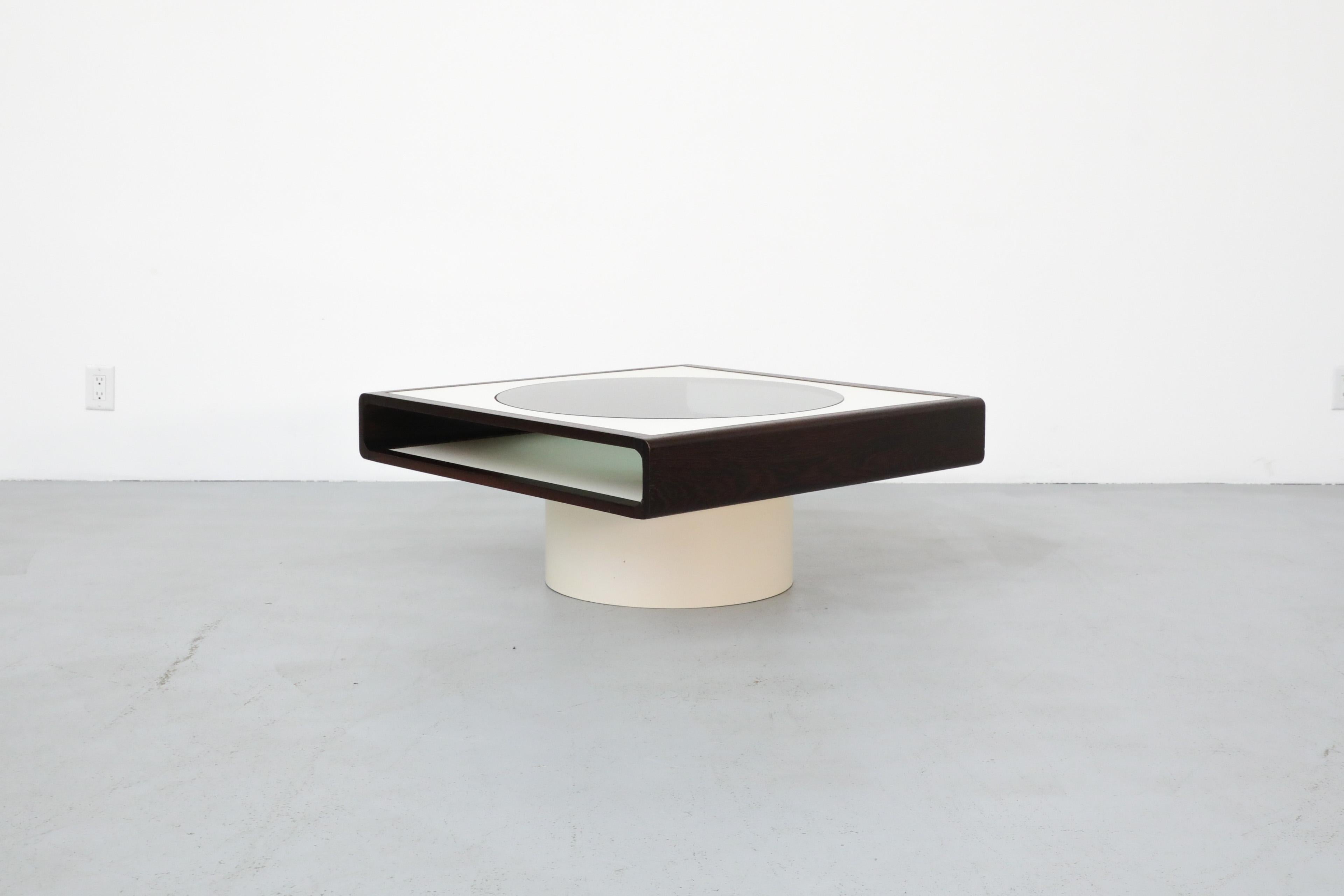 Dutch 1970's, Jean Maneval Style Space Age Wenge and White Formica Square Coffee Table