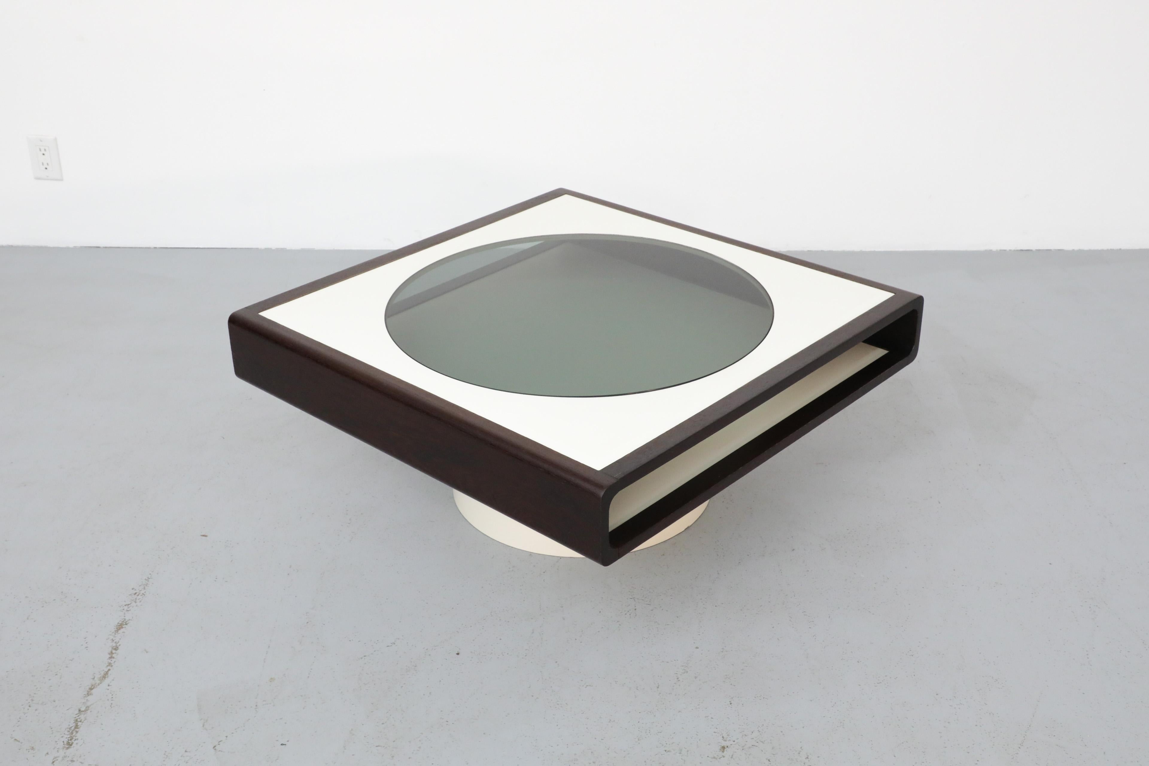 Late 20th Century 1970's, Jean Maneval Style Space Age Wenge and White Formica Square Coffee Table