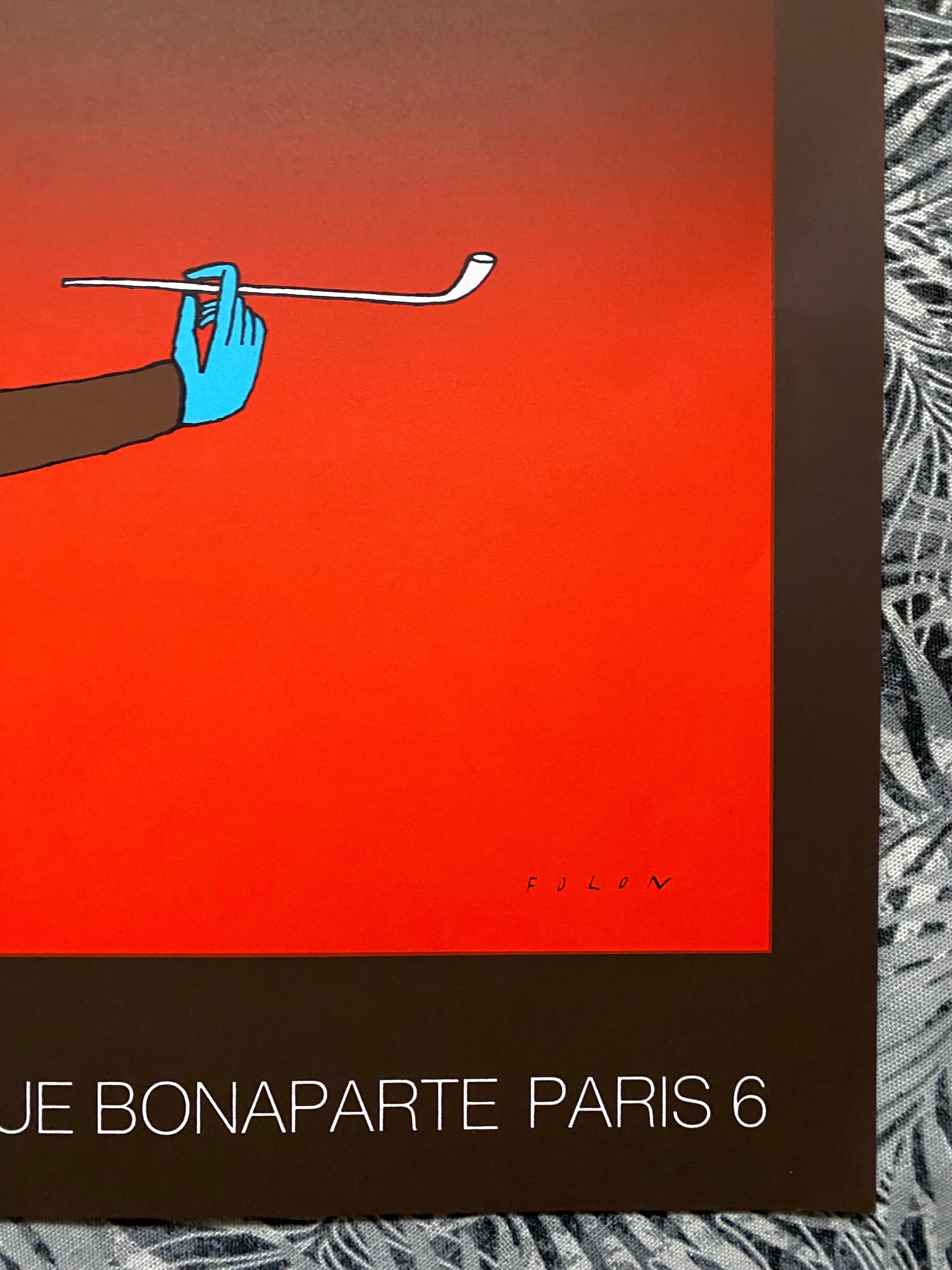 1970er Jahre Jean Michel Folon „ Le Fumeur De Pipe“ Ausstellung Serigraphie, Paris im Zustand „Gut“ im Angebot in San Carlos, CA