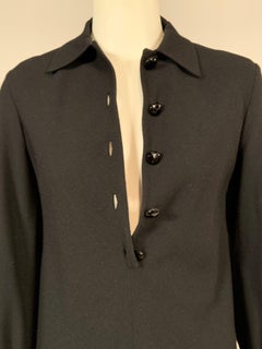 1970's Jean Muir for Henri Bendel Limited Edition Black Wool  Crepe Tunic Top