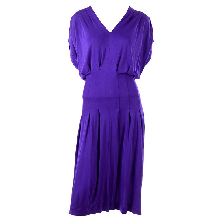 1970s Jean Muir London Vintage Purple Rayon Jersey Dress For Sale at ...