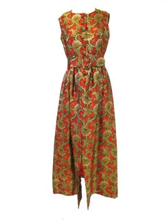 1970s Jean Patou by Jean Paul Gaultier Silk Brocade Evening Maxi Dress