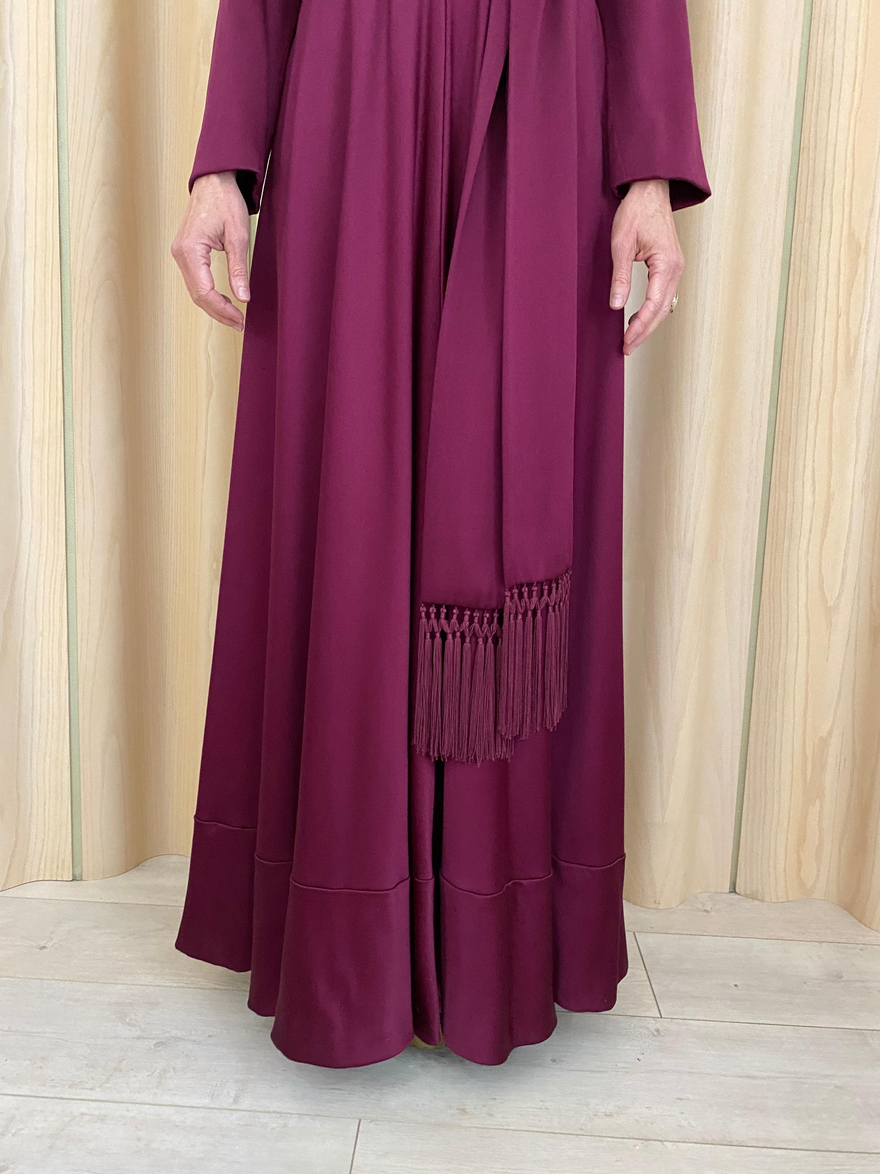 1970s Jean Patou Burgundy Plum Silk Charmeuse Gown For Sale 6