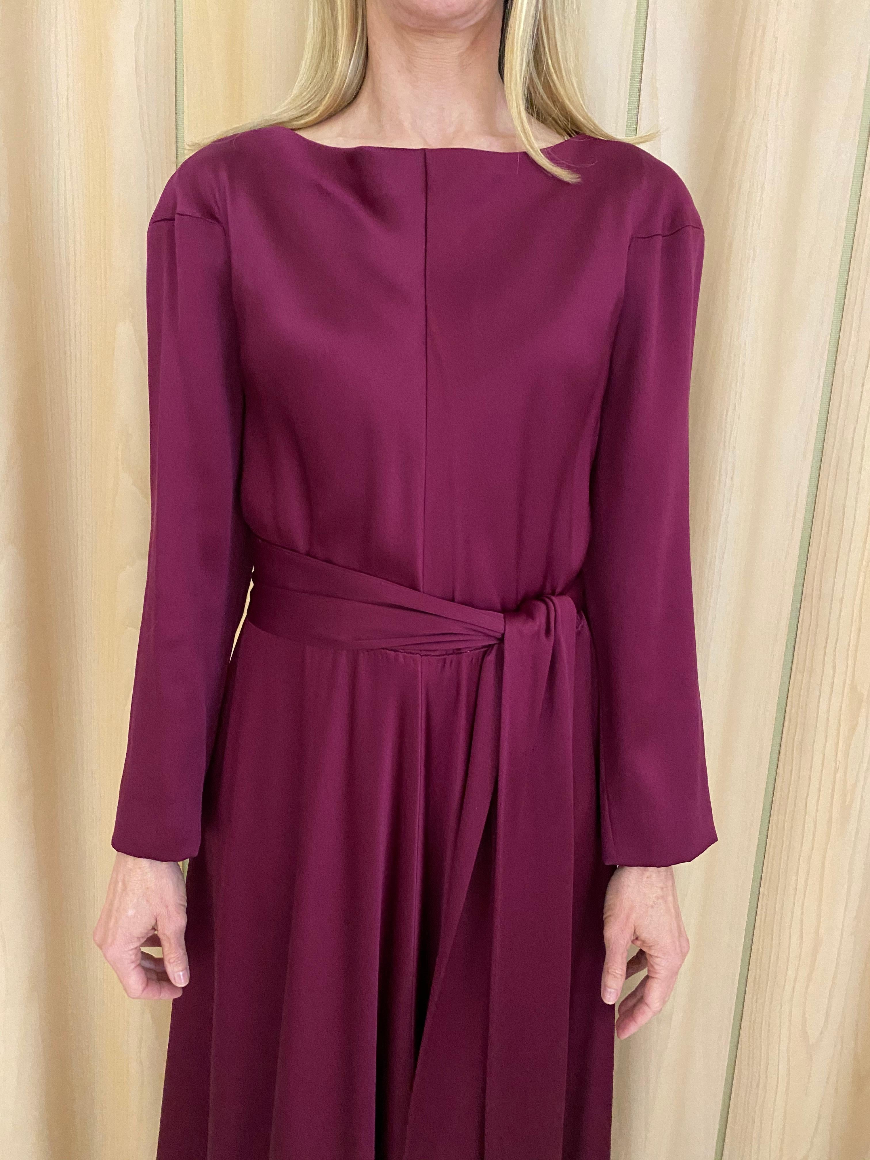 1970s Jean Patou Burgundy Plum Silk Charmeuse Gown For Sale 4