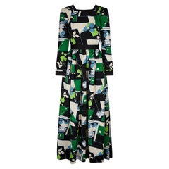 1970er Jean Varon Blumiges Maxikleid mit Rosendruck