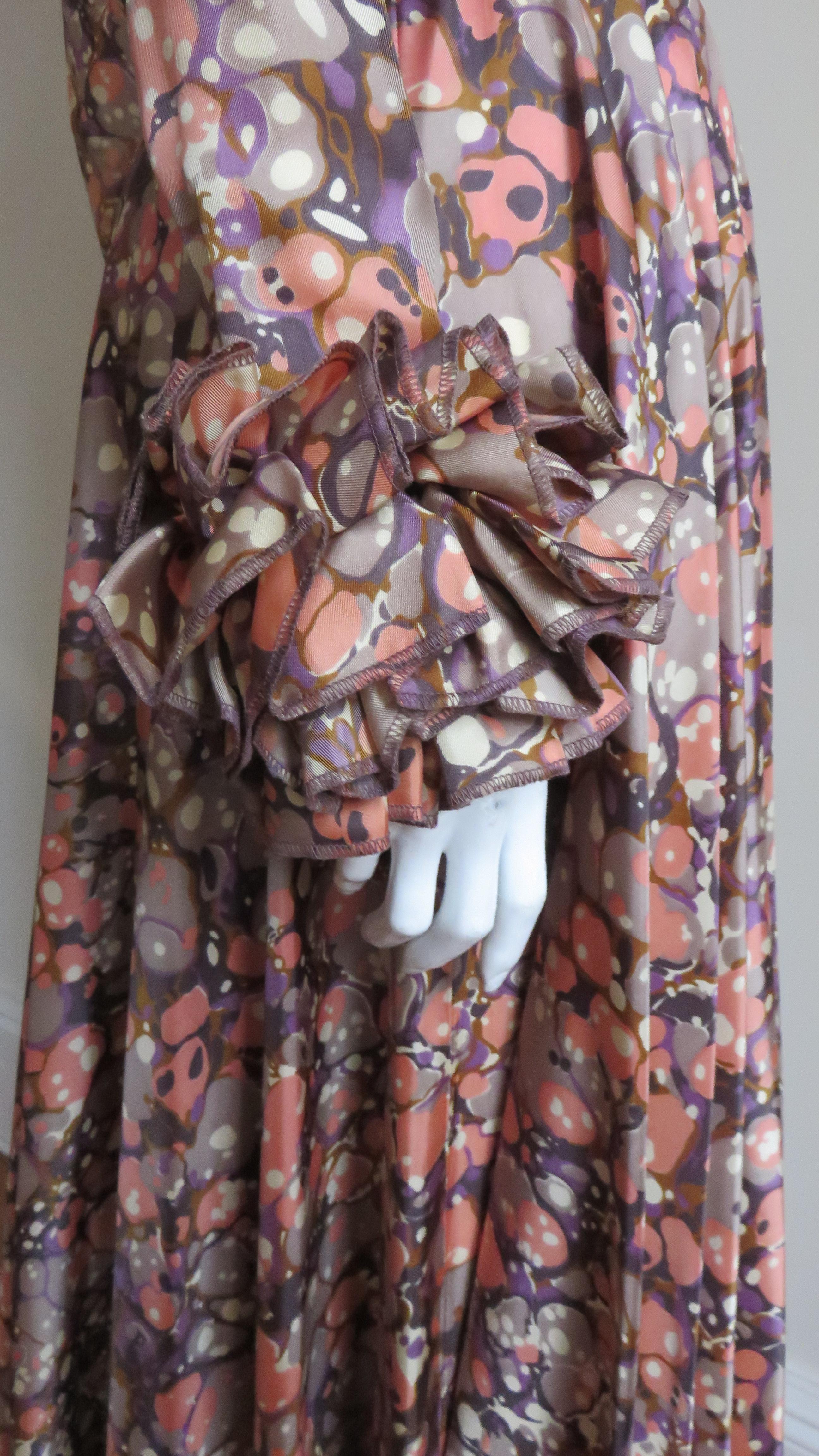 Jean Varon Silk Maxi Dress 1970s For Sale 2