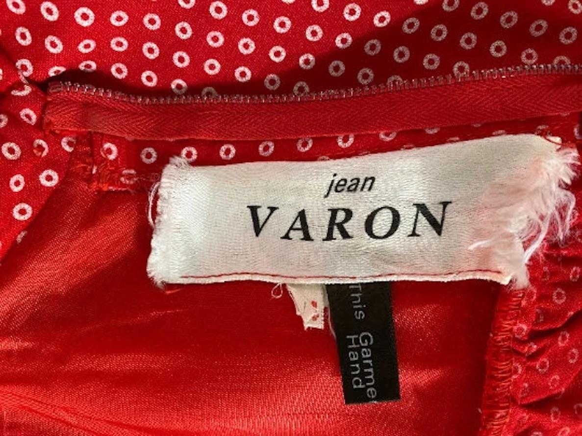 1970s Jean Varon Red Circle Print Tunic Dress For Sale 2