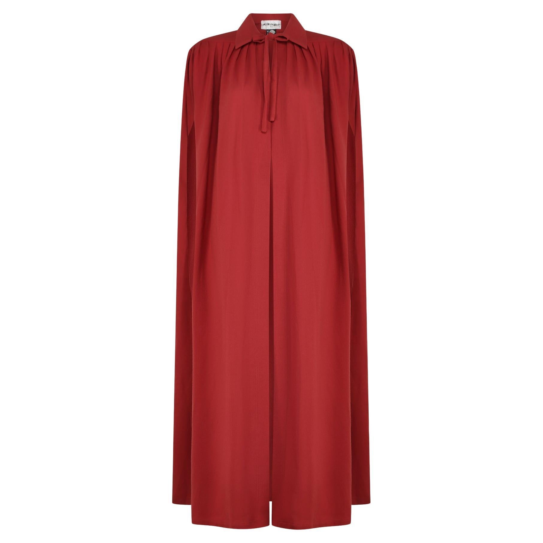 1970s Jean Varon Russet Wool Crepe Cape For Sale
