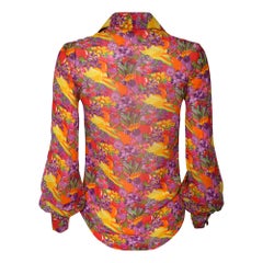 Jeff Banks - Chemise colorée à imprimé floral et fruitier des années 1970