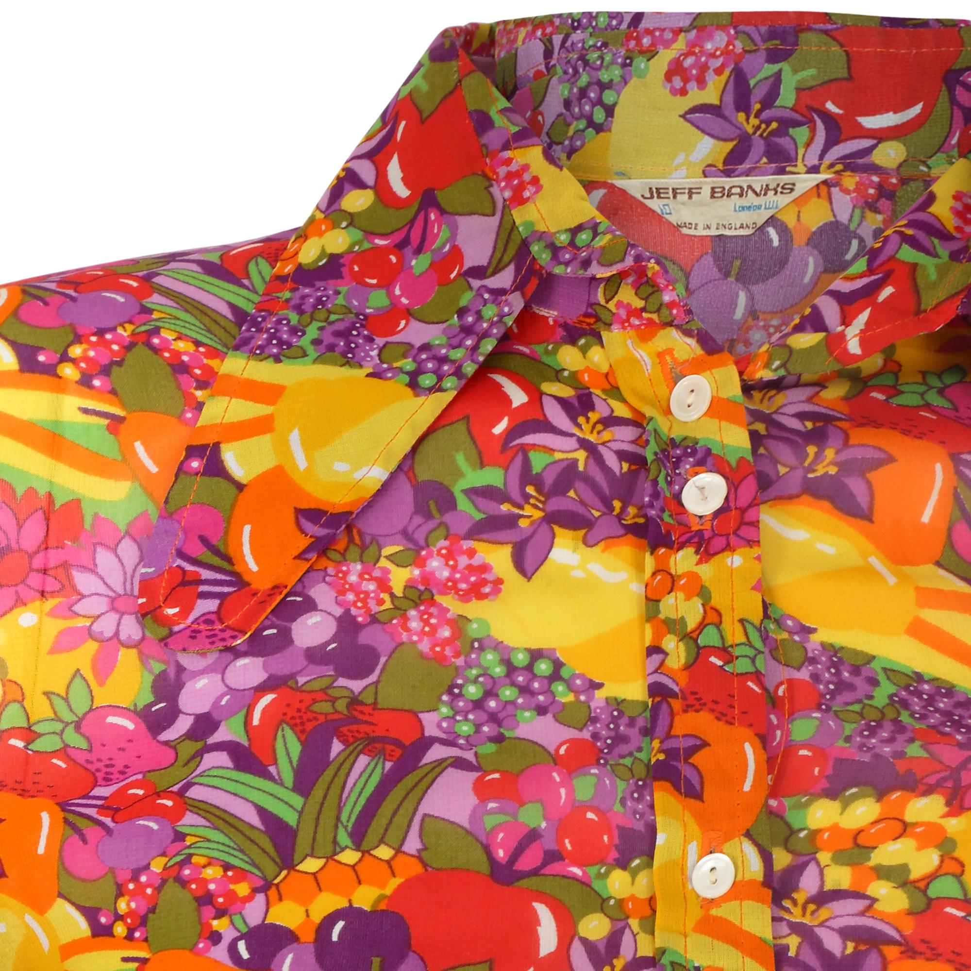 Camicia anni '70 con stampa floreale e frutta di Jeff Banks In condizioni ottime a London, GB